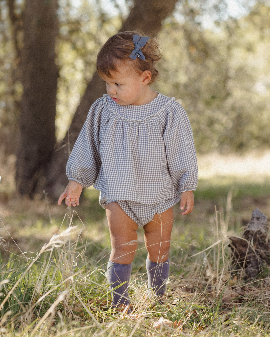 ORGANIC Mia Top + Bloomer Set Midnight Gingham