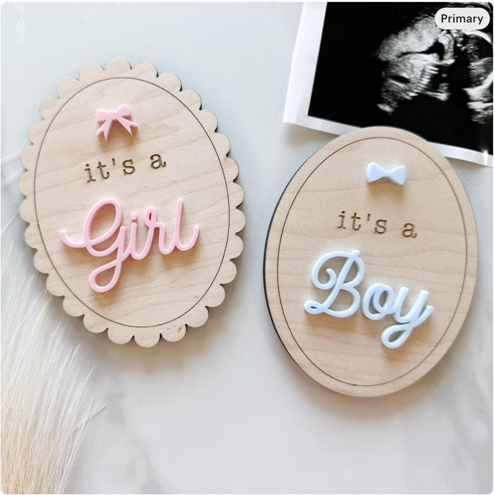 Baby Gender Reveal Wooden Sign