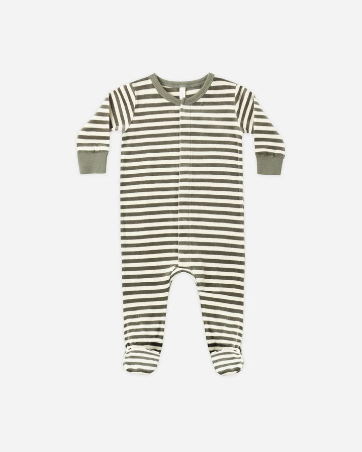 Hidden Snap Footie Spruce Stripe