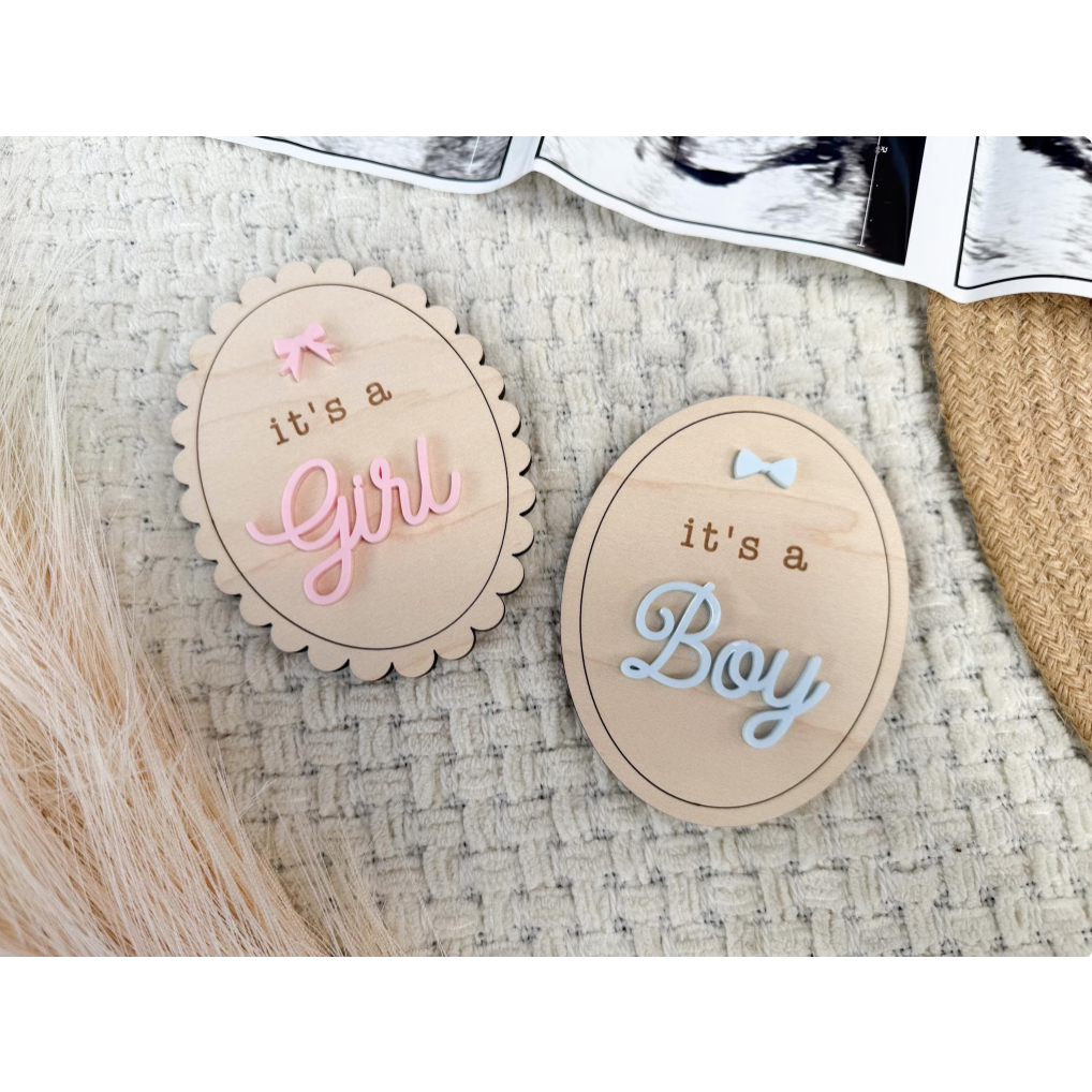 Baby Gender Reveal Wooden Sign