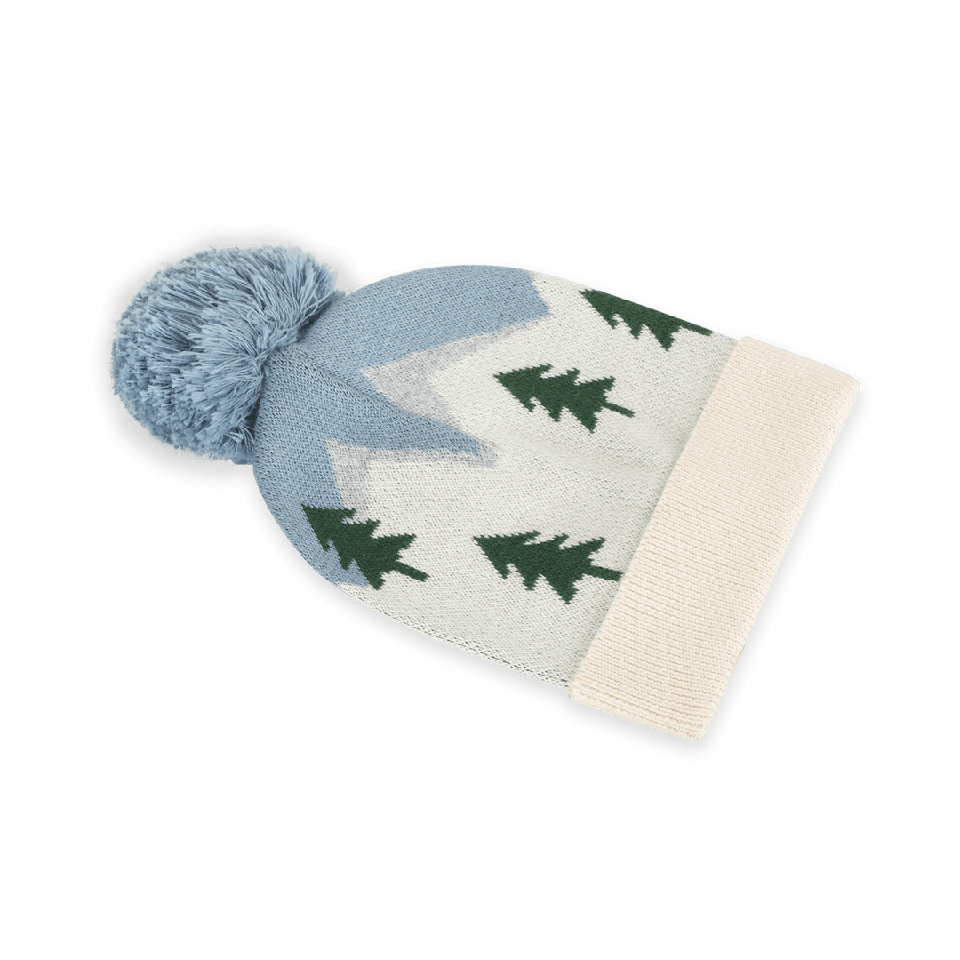 Ski Alpine Peaks Knit Baby Beanie with Pom (Organic Cotton)
