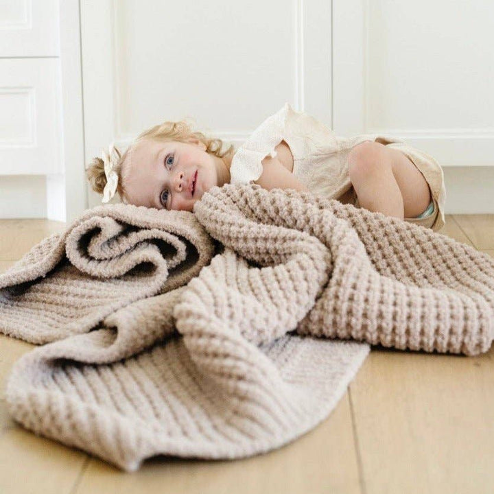 Waffle Knit Receiving Blanket Wheat