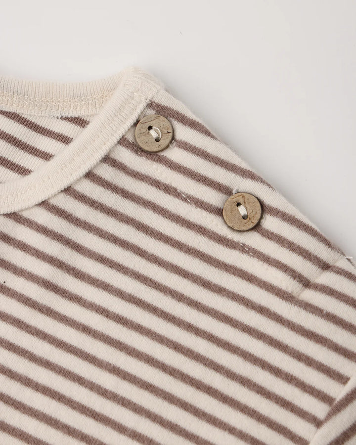ORGANIC Long Sleeve Tee Cocoa Microstripe