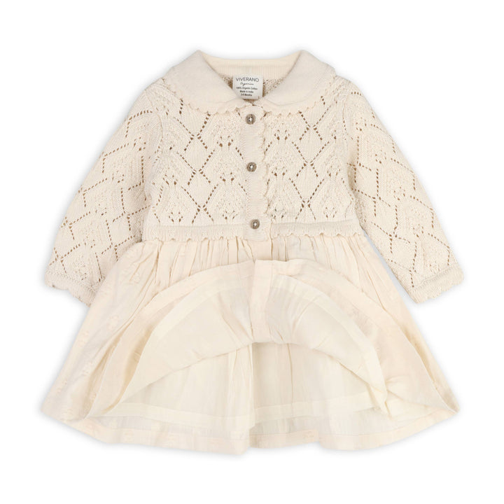 Phoebe Organic Cotton Pointelle Sweater Baby Dress Natural