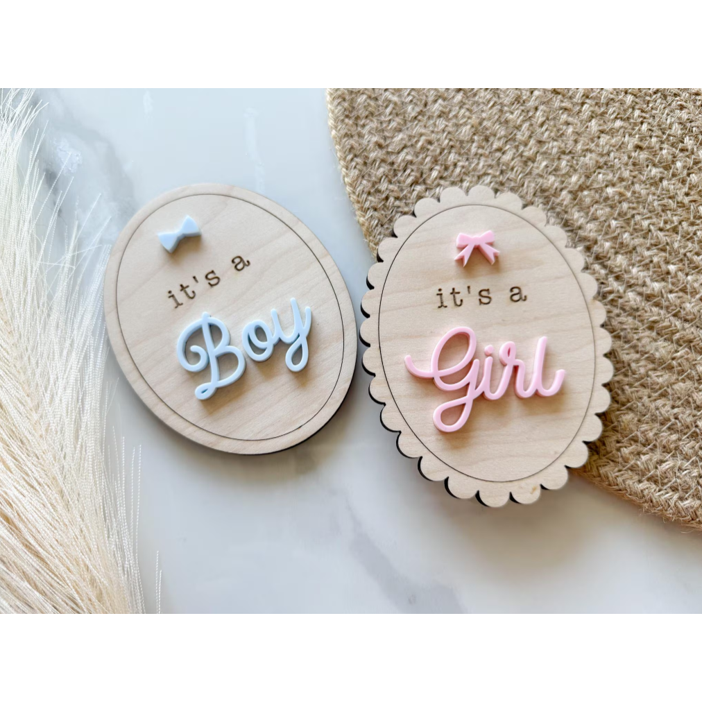 Baby Gender Reveal Wooden Sign