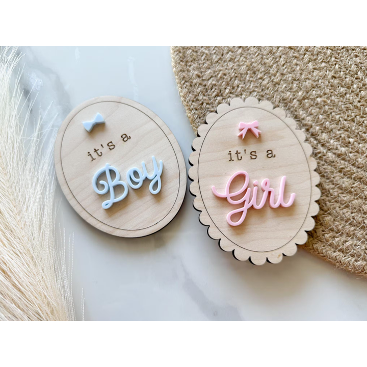 Baby Gender Reveal Wooden Sign