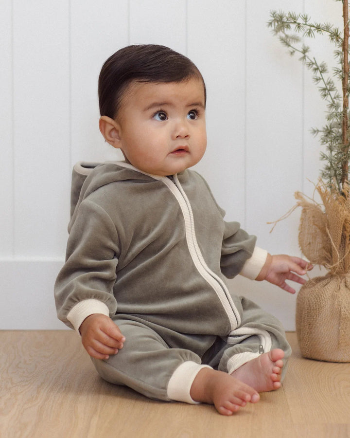 Velour Zip Jumpsuit Spruce