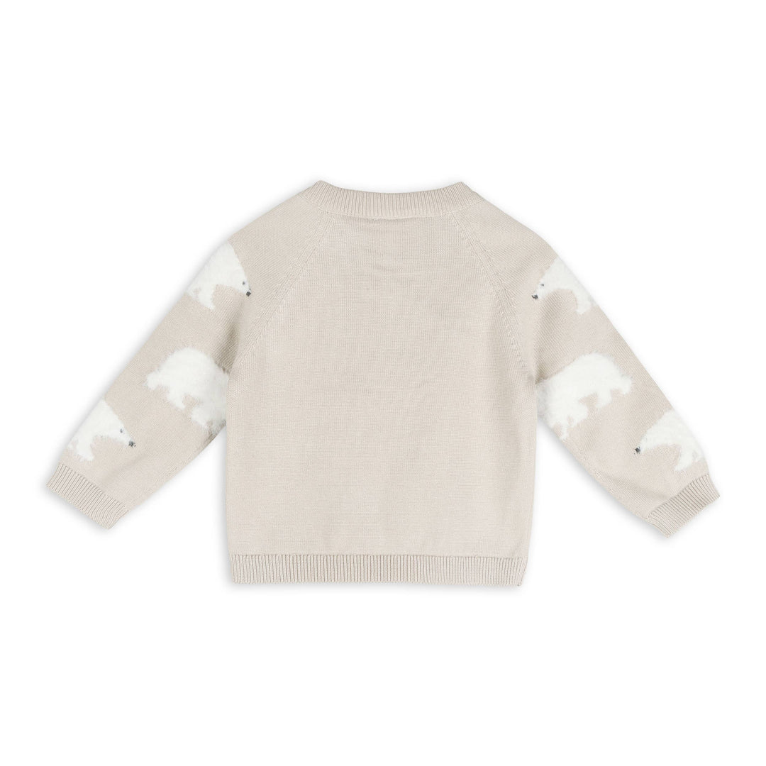 Polar Bear Organic Cotton Baby Sweater and Pants Set Stone