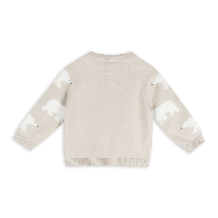 Polar Bear Organic Cotton Baby Sweater and Pants Set Stone