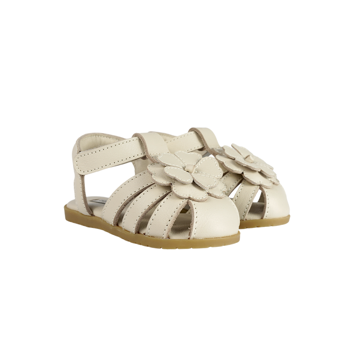 Thami Fields Cream Leather Sandals • Buttercup