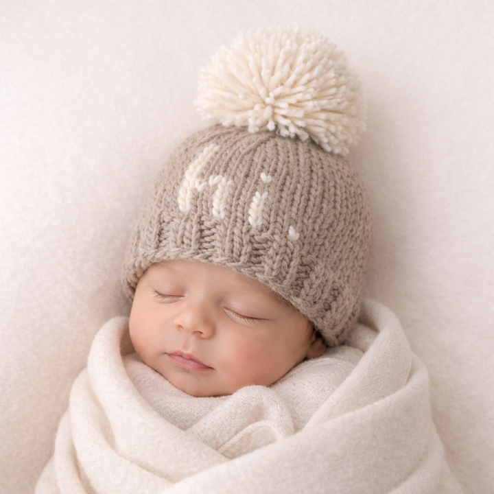 Hi. Pebble Brown Hand Knit Beanie Hat