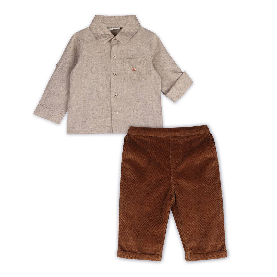 ORGANIC Positano Linen Baby Shirt &amp; Corduroy Pants