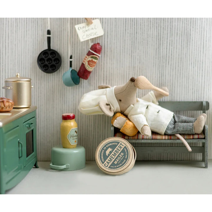 MAILEG chef mouse w/soup pot + spoon
