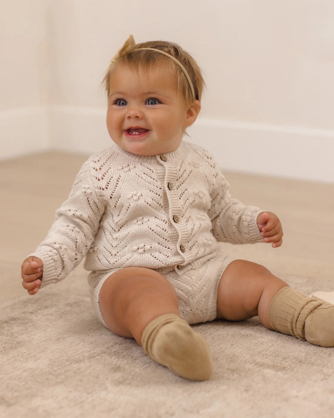 ORGANIC Knit Cardigan Heathered Oatmeal