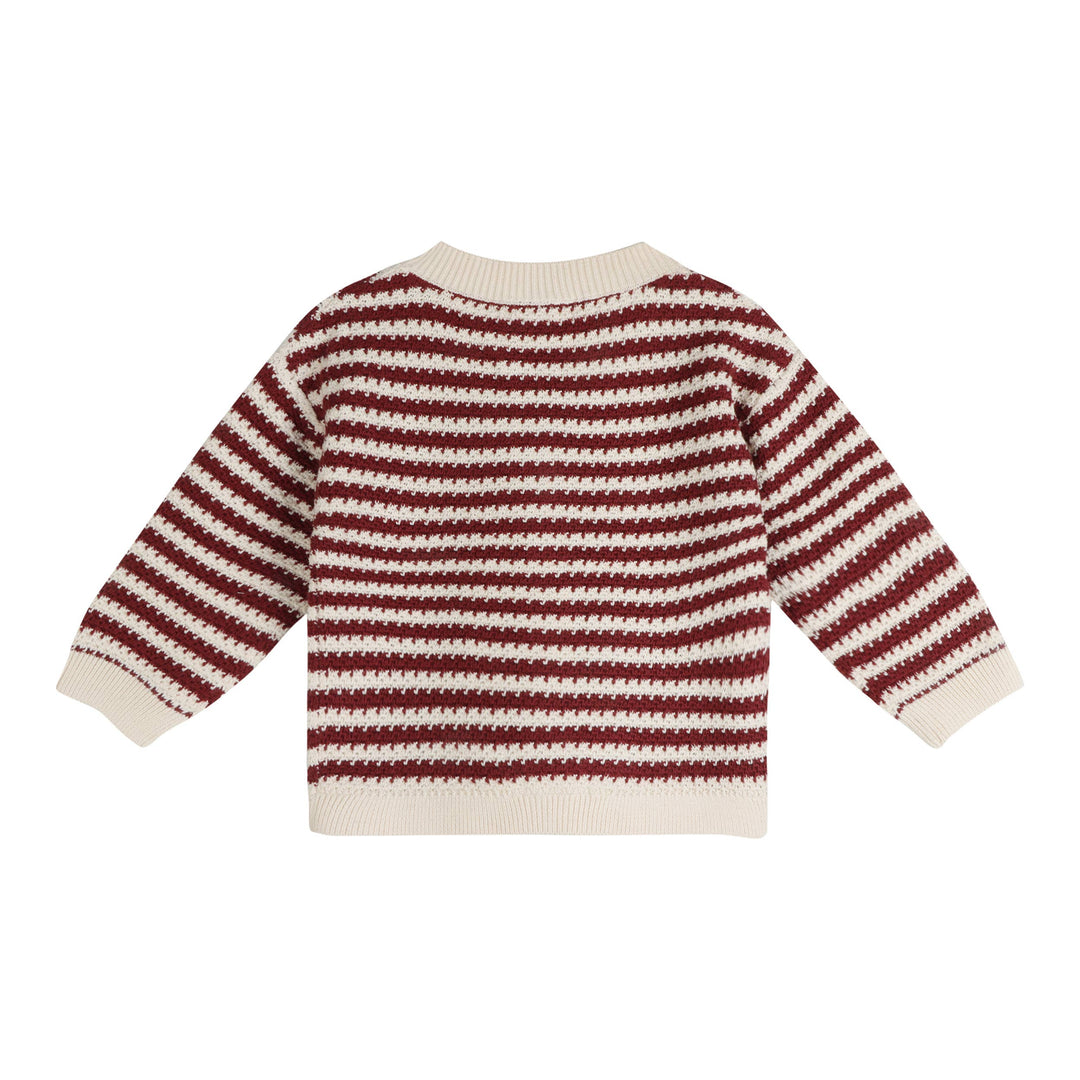 V-Neck Stripe Knit Baby Cardigan (Organic Cotton)