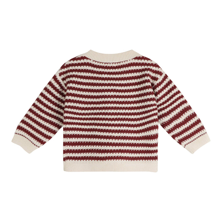 V-Neck Stripe Knit Baby Cardigan (Organic Cotton)