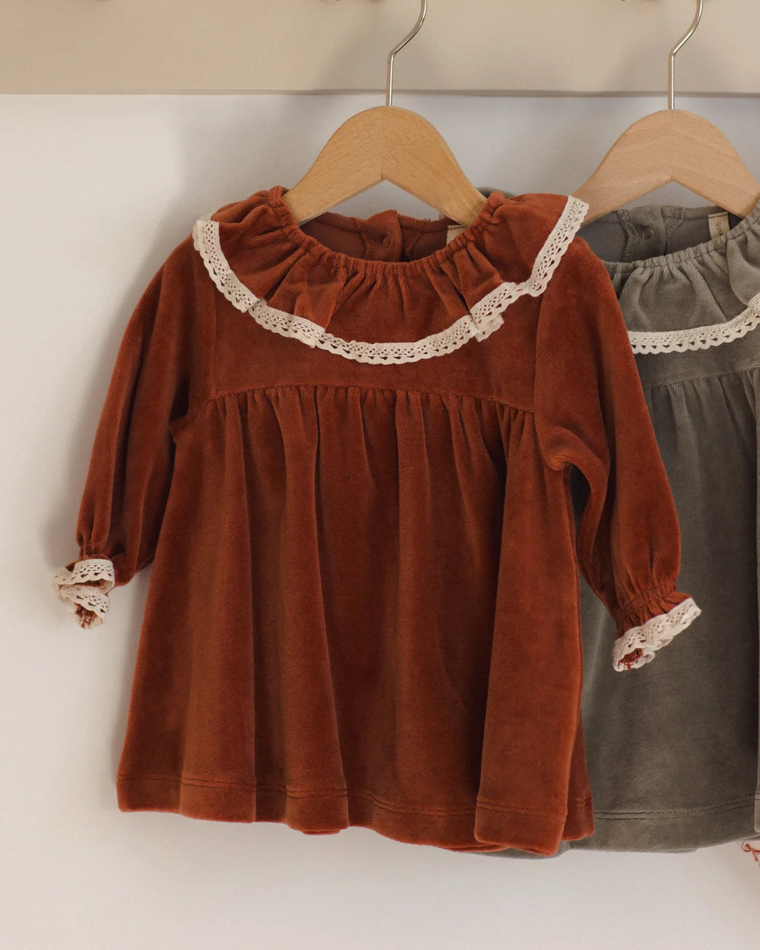 Velour Baby Dress Redwood