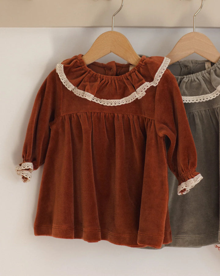 Velour Baby Dress Redwood