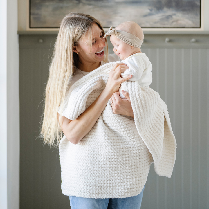 Waffle Knit Receiving Blanket Swan