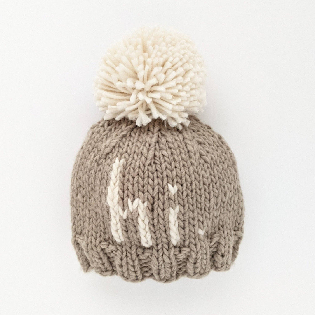 Hi. Pebble Brown Hand Knit Beanie Hat