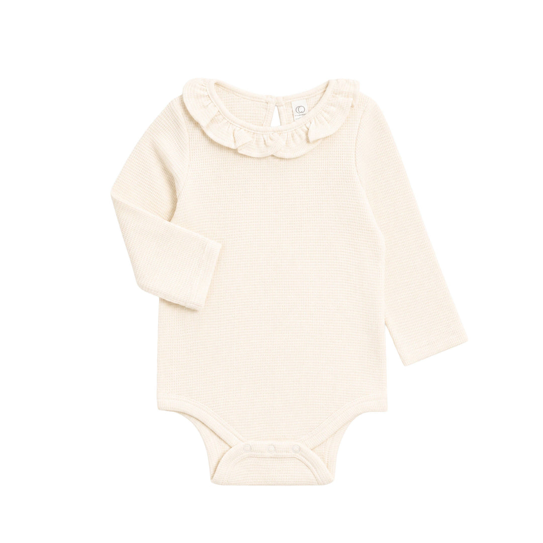 Mae Waffle Knit Ruffle Bodysuit Ivory
