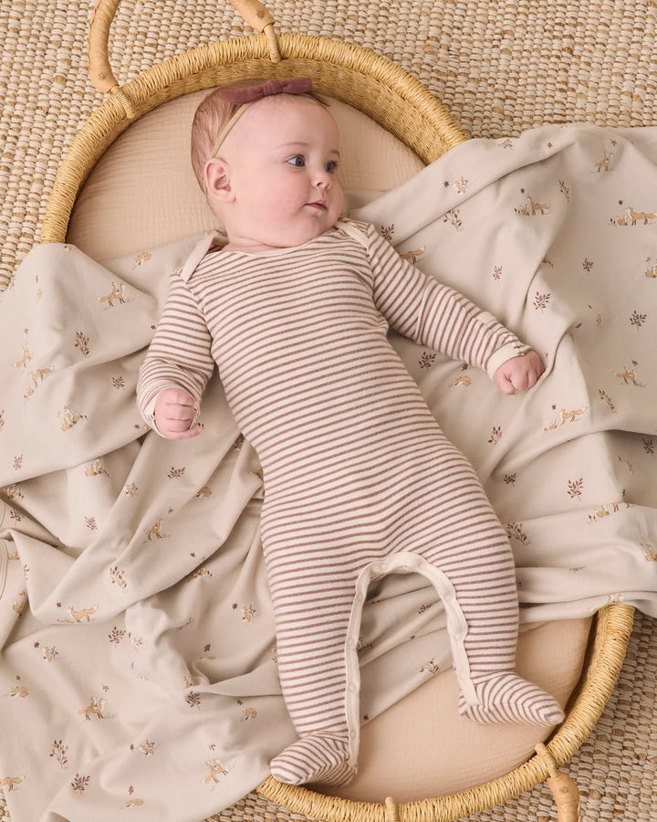 ORGANIC Baby Footie Cocoa Microstripe