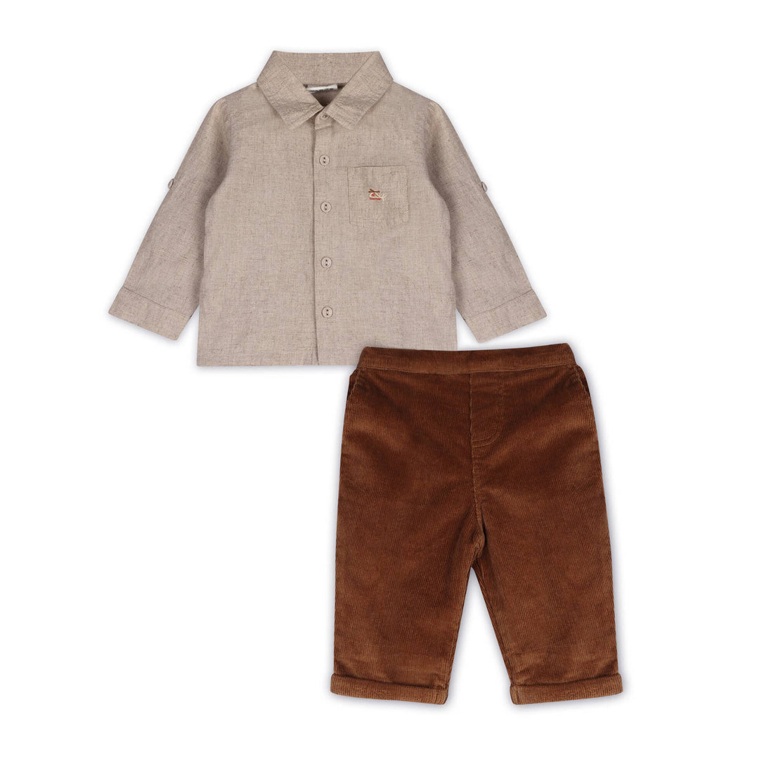 ORGANIC Positano Linen Baby Shirt &amp; Corduroy Pants