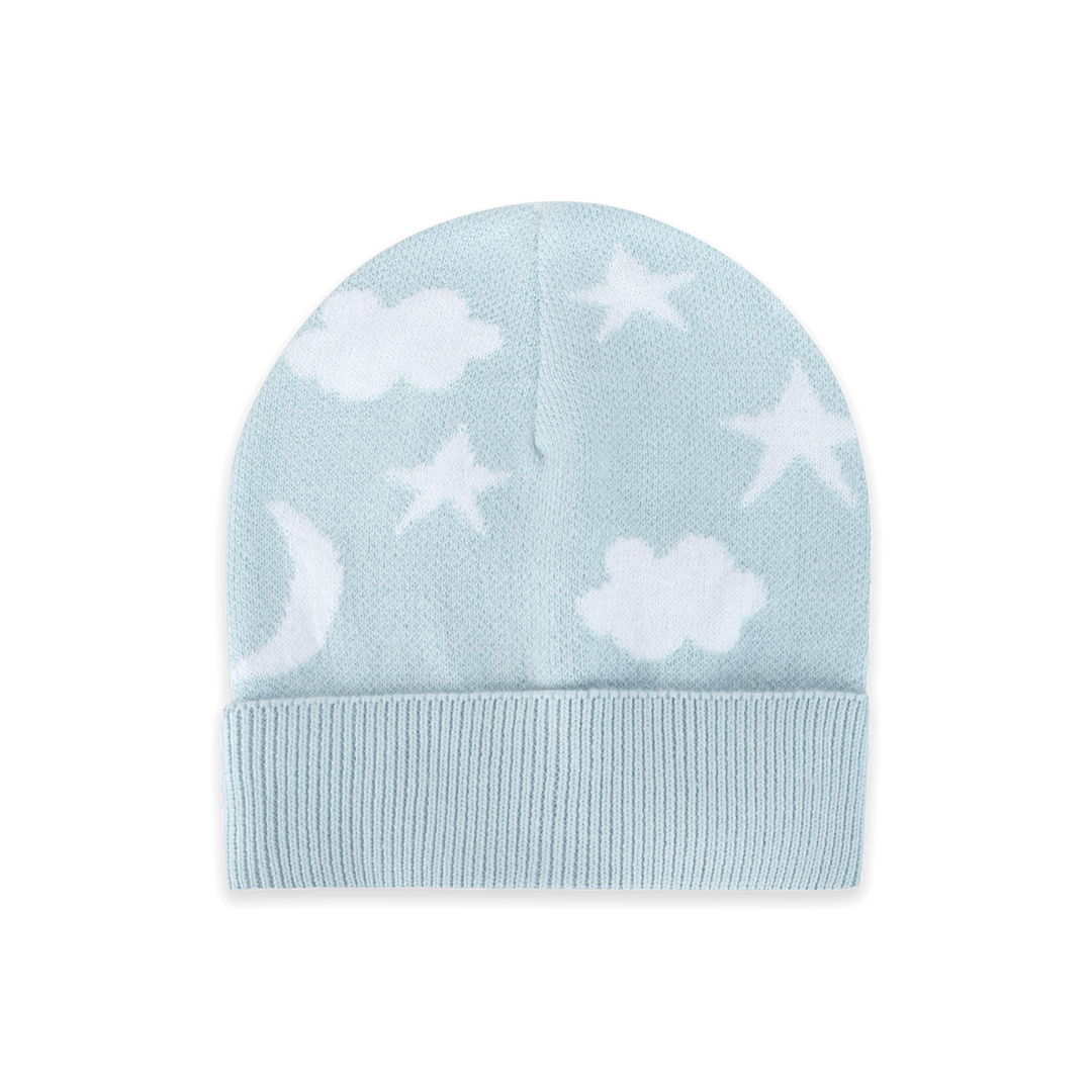 Moon &amp; Stars Dream Knit Round Baby Beanie (Organic Cotton)