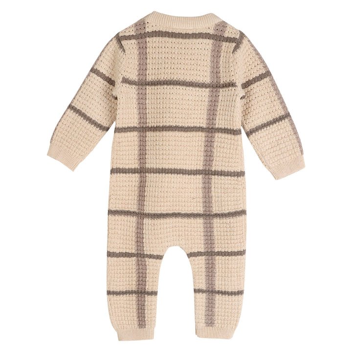 Ashton Textured Check Knit Baby Jumpsuit (Organic Cotton)