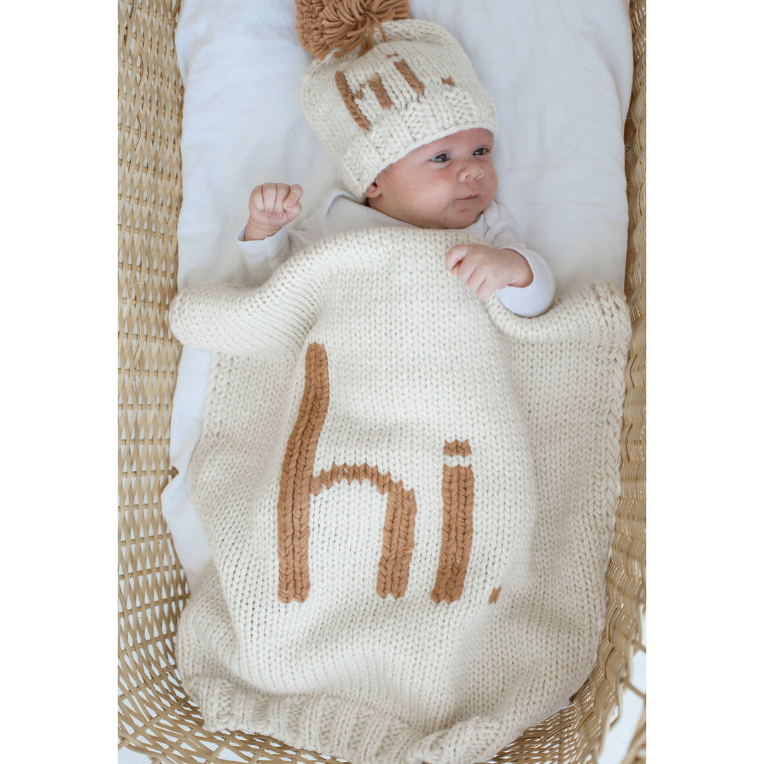 Hi. Hand Knit Baby Blanket : Pecan