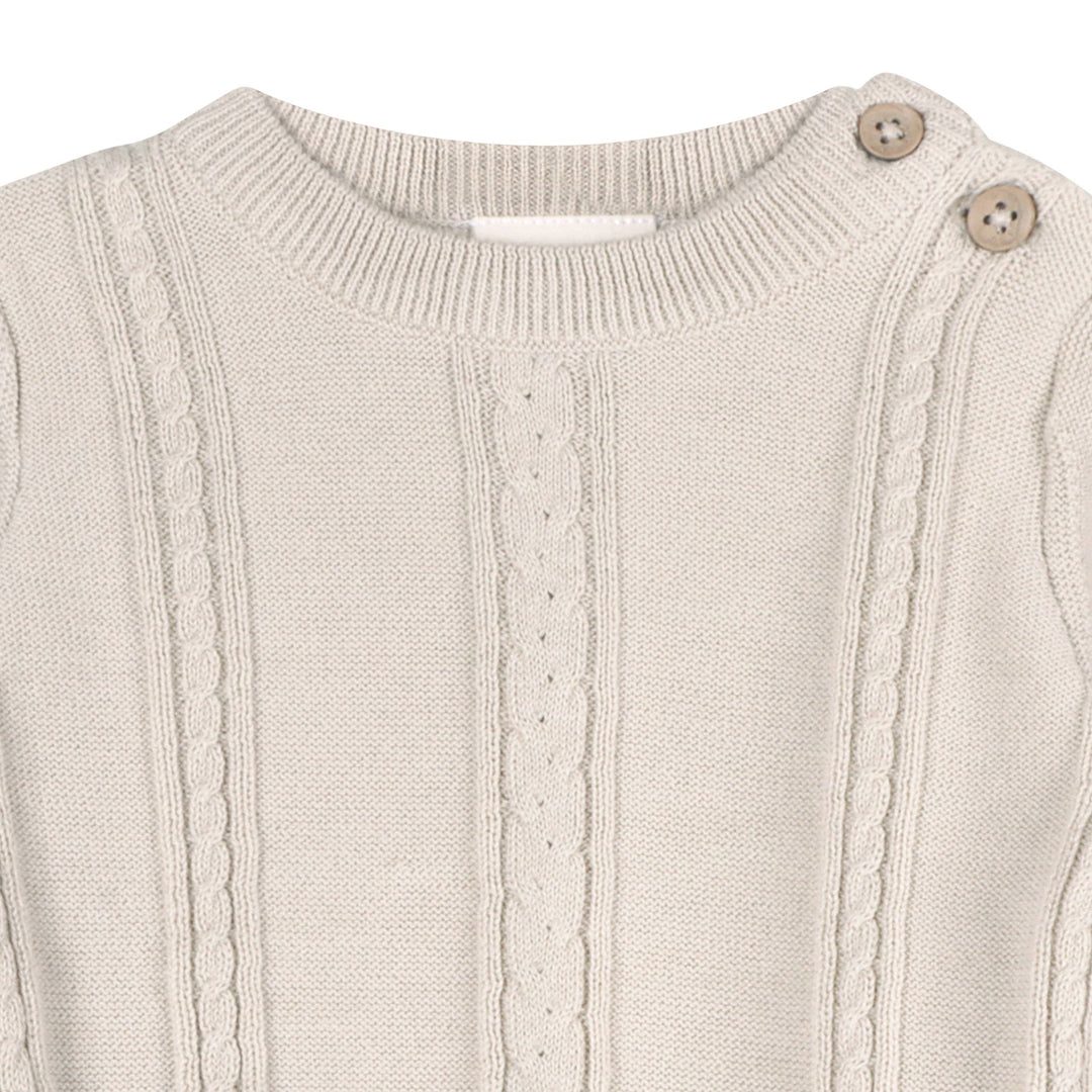 ORGANIC Classic Cable Knit Sweater ~ Stone