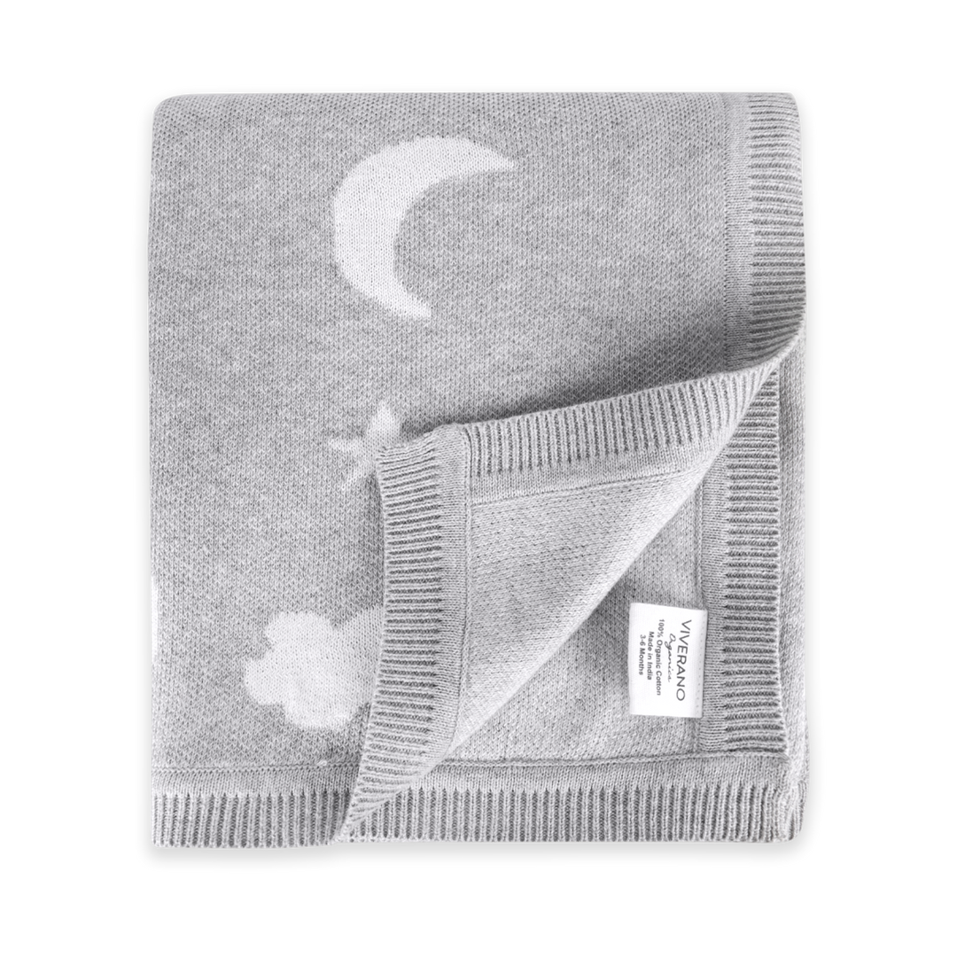 Moon &amp; Stars Dream Organic Baby Jacquard Knit Blanket