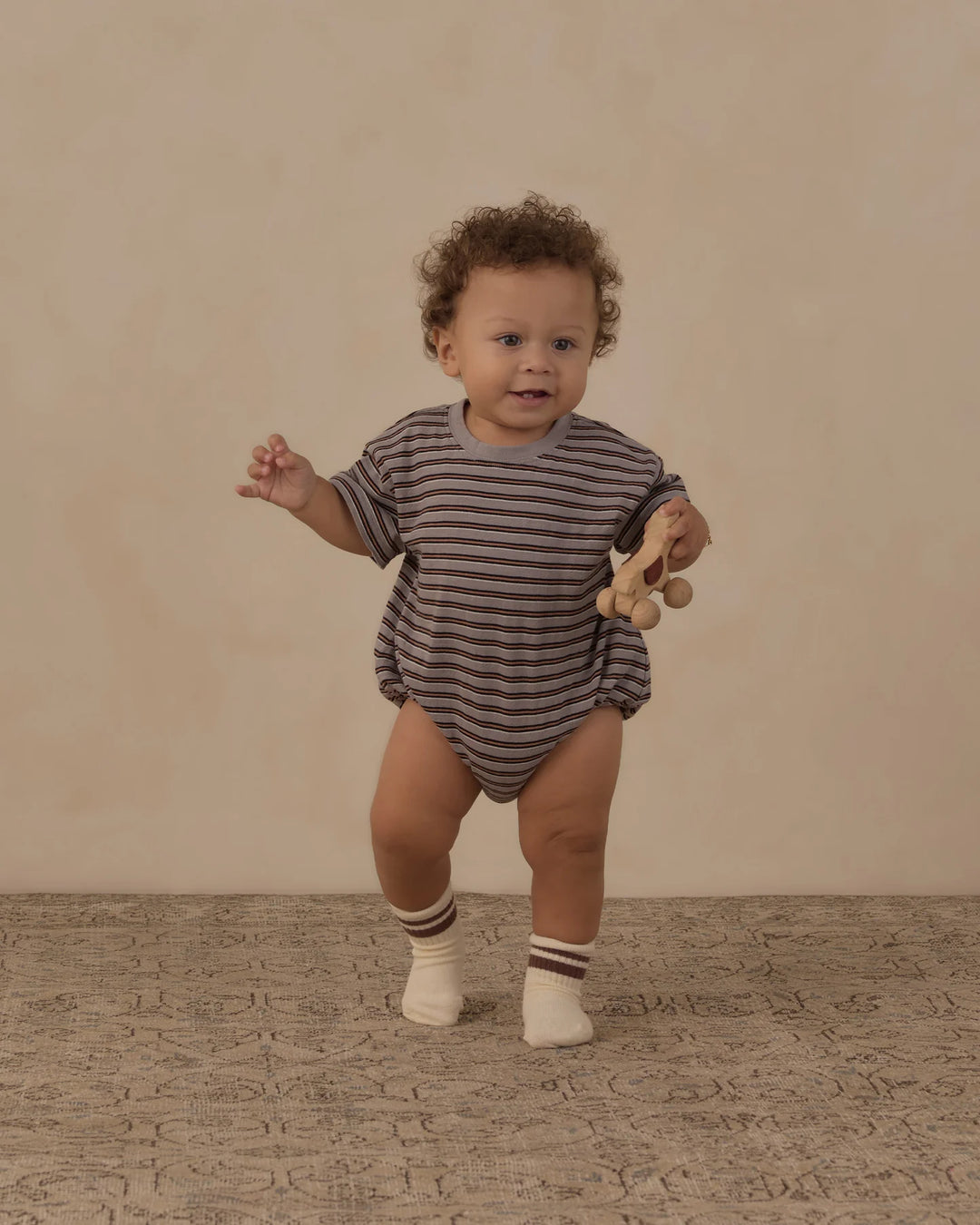 Relaxed Bubble Romper Vintage Stripe
