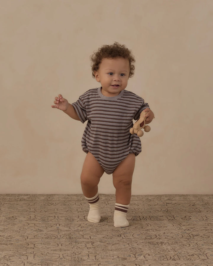 Relaxed Bubble Romper Vintage Stripe