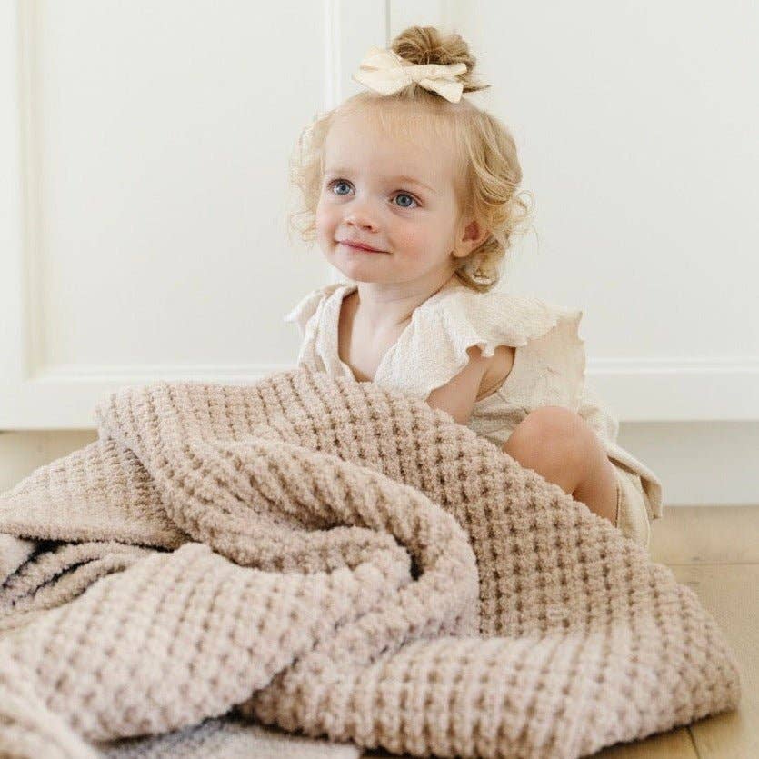 Waffle Knit Receiving Blanket Wheat