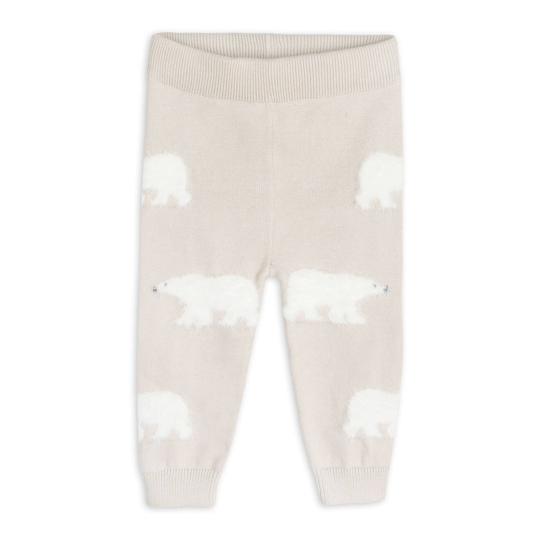 Polar Bear Organic Cotton Baby Sweater and Pants Set Stone