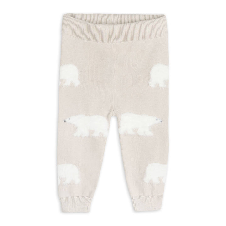 Polar Bear Organic Cotton Baby Sweater and Pants Set Stone