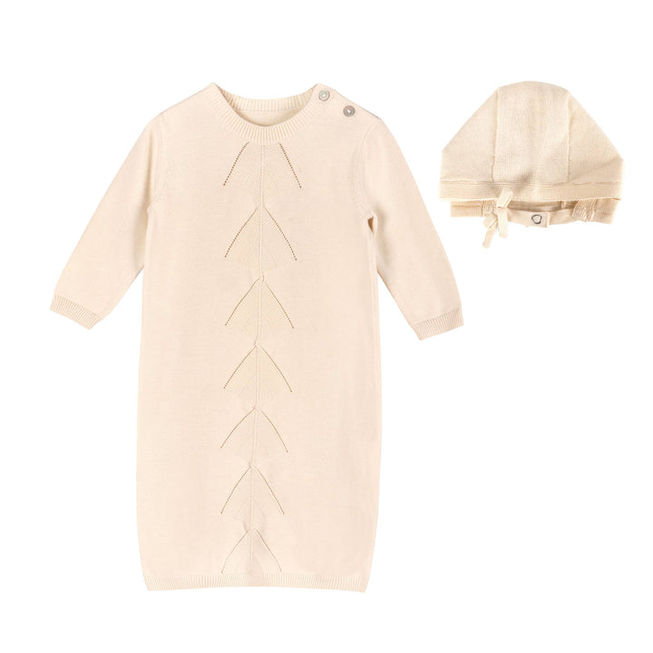 ORGANIC Milan Pointelle Knit Baby Gown Set