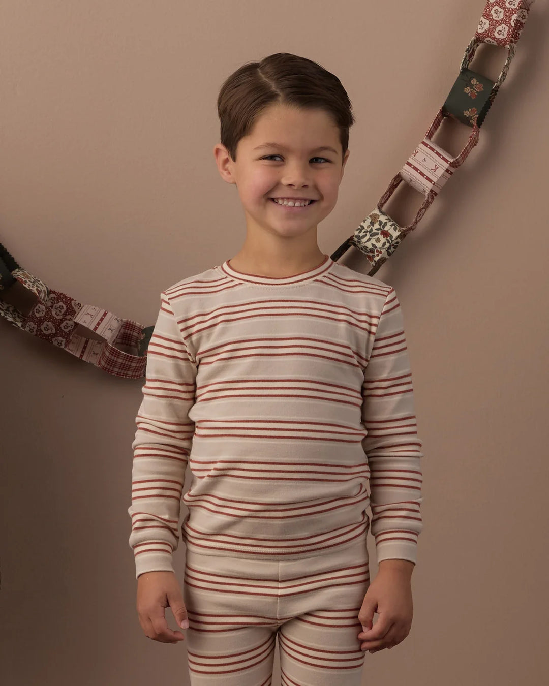 Organic Long Sleeve Pajama Set Holiday Stripe