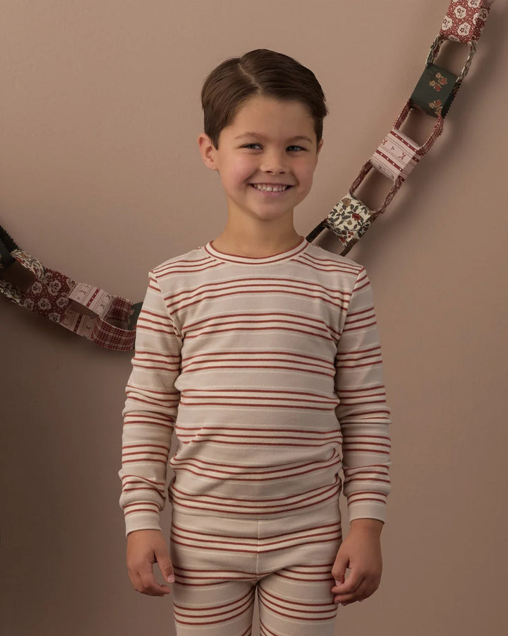 Organic Long Sleeve Pajama Set Holiday Stripe