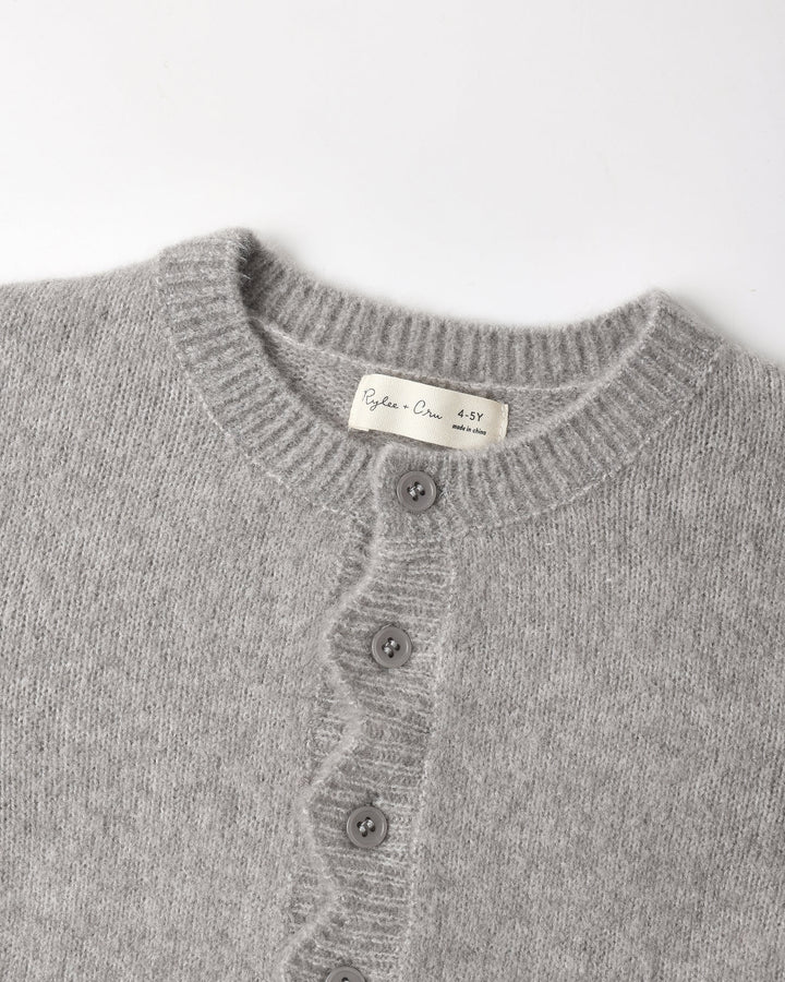 Scallop Cardigan Dusty-Blue