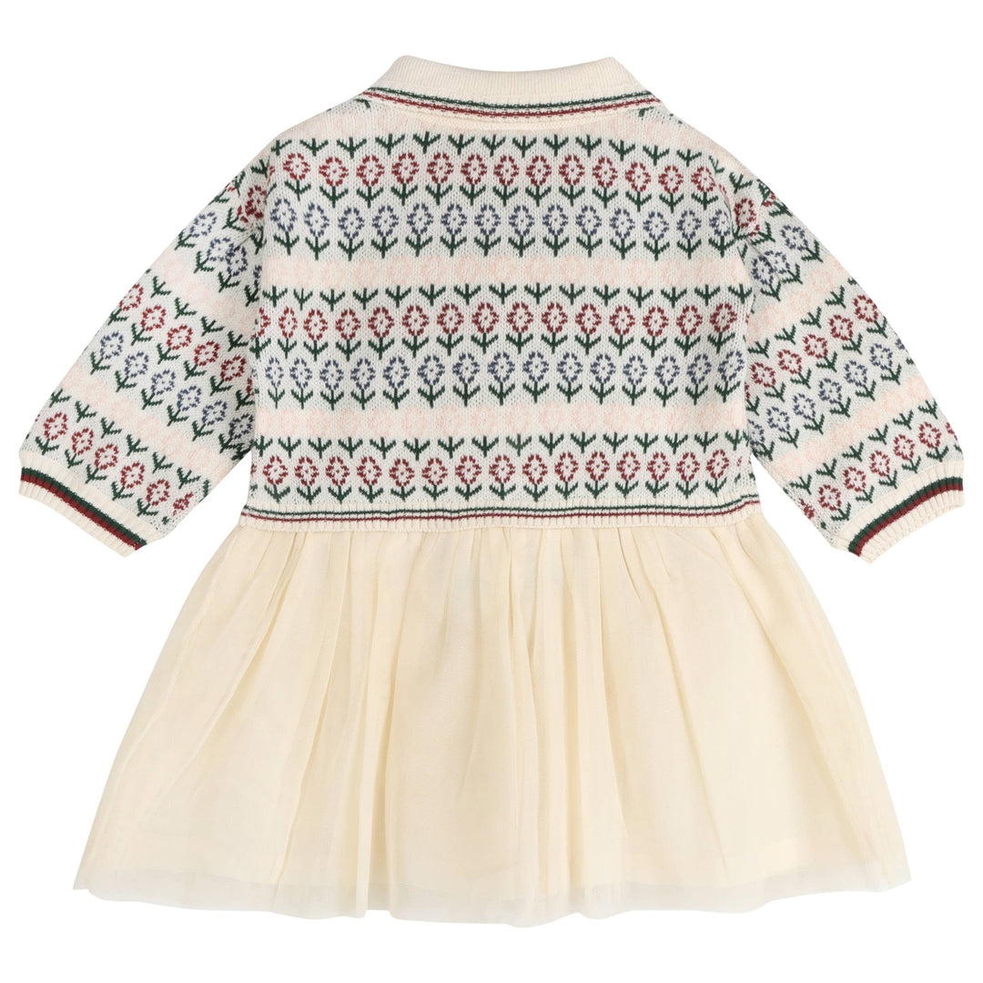 Dahlia Floral Jacquard Knit Baby Tutu Dress (Organic Cotton)