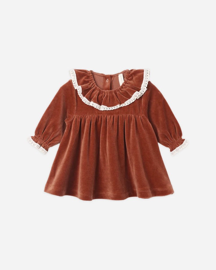 Velour Baby Dress Redwood