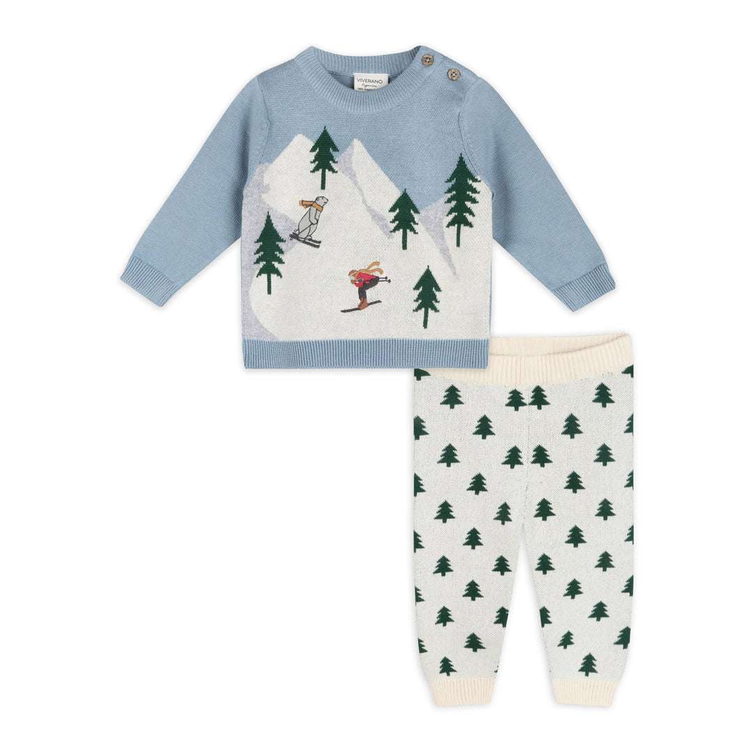Ski Knit Baby Pullover Sweater &amp; Pant Set (Organic Cotton)