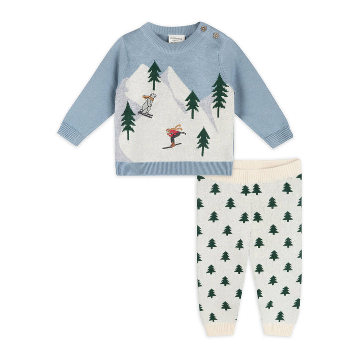 Ski Knit Baby Pullover Sweater &amp; Pant Set (Organic Cotton)