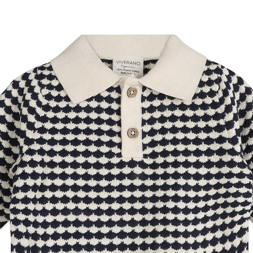 Leo Textured Knit Polo Baby Pullover &amp; Pant (Organic Cotton)