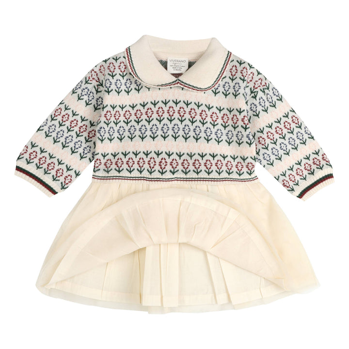 Dahlia Floral Jacquard Knit Baby Tutu Dress (Organic Cotton)