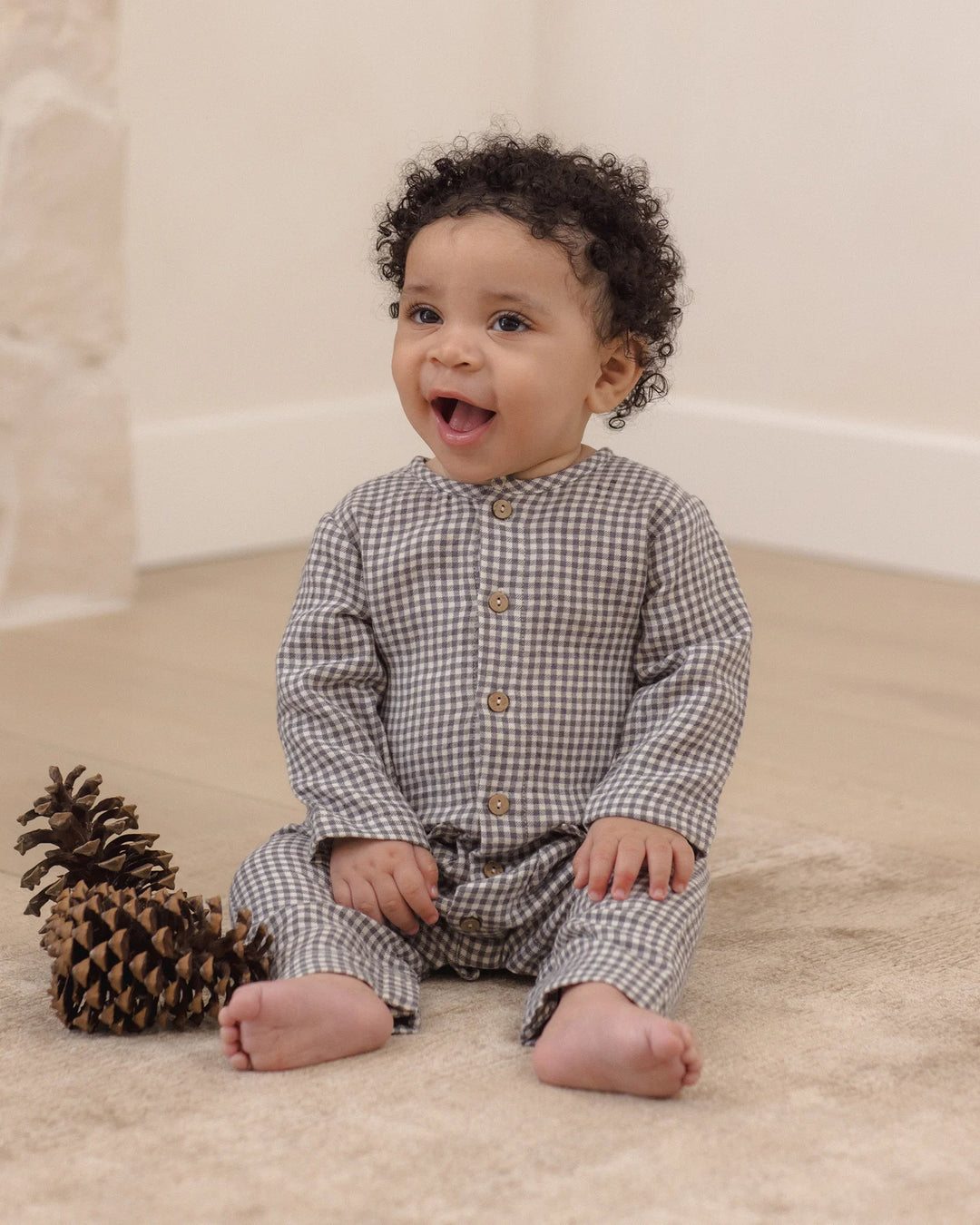 ORGANIC Pocketed Woven Jumpsuit Midnight Gingham