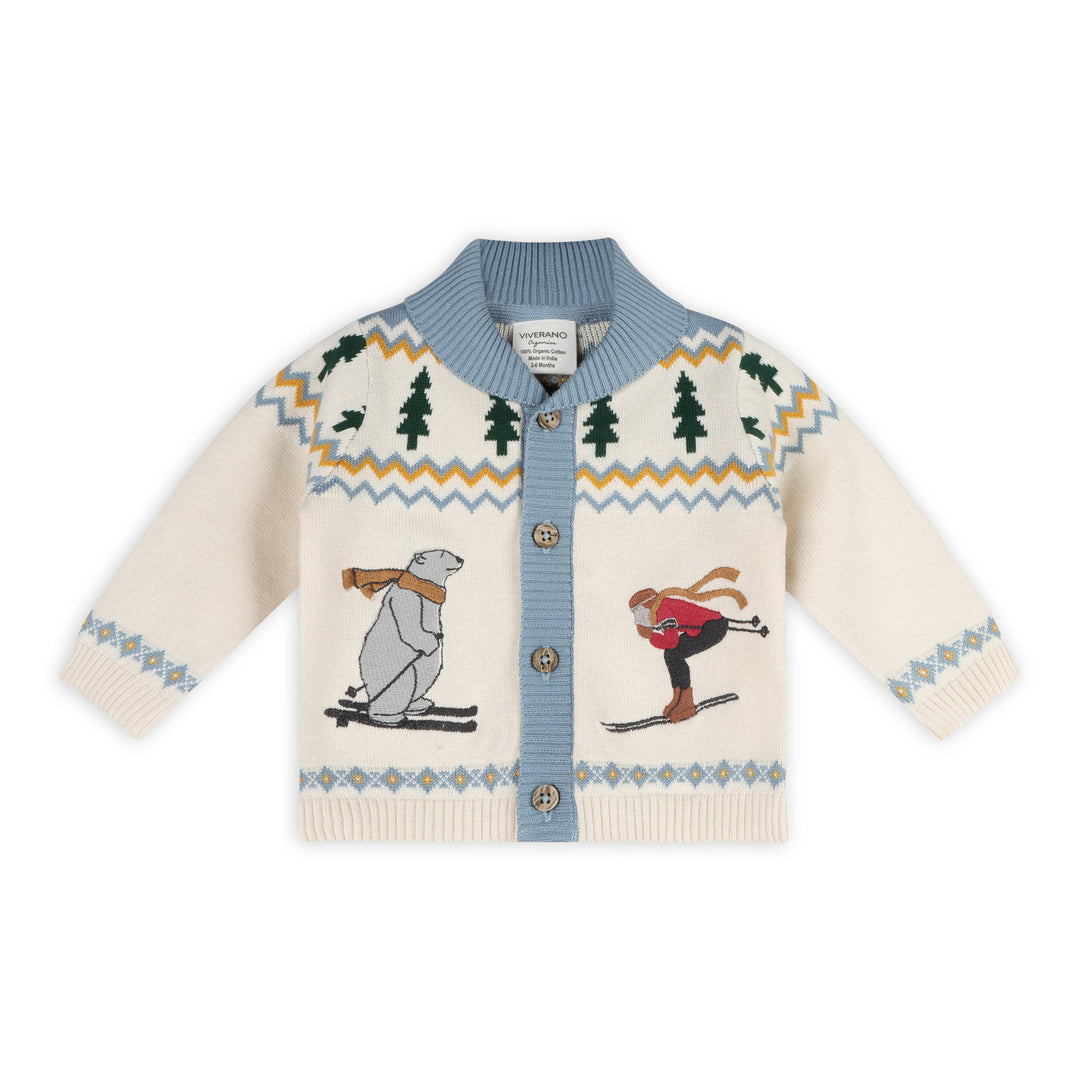 Ski Shawl Collar Baby Knit Cardigan (Organic Cotton)