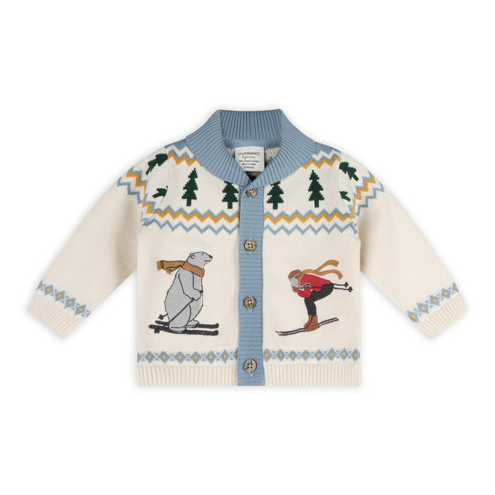 Ski Shawl Collar Baby Knit Cardigan (Organic Cotton)